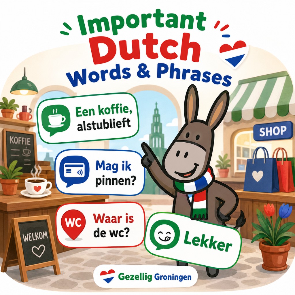 Gezellie the donkey with café and shop phrases
